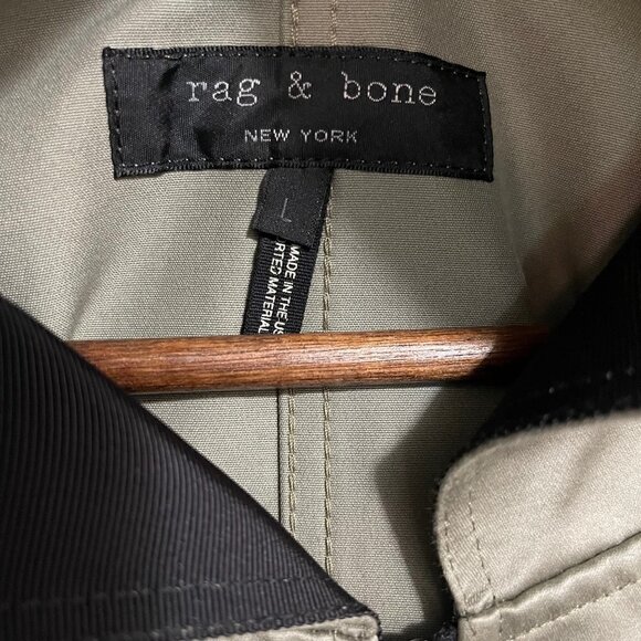 Rag & Bone Womens Green Shiny Hooded Full Zip Vetiver Cropped Randi Jacket Large - Picture 3 of 8